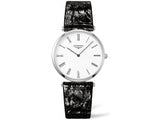 Longines La Grande Classique De Longines White Dial Black Leather Strap Watch for Women - L4.755.4.11.2