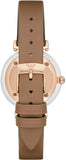 Emporio Armani Gianni T Bar Quartz Mother of Pearl White Dial Brown Leather Strap Watch For Women - AR11040