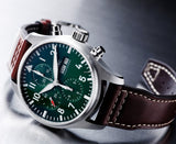 IWC Pilot's Watch Chronograph Edition Racing Green 43mm Green Dial Brown Leather Strap Watch for Men - IW377726