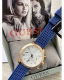 Guess Marina Multifunction White Dial Blue Rubber Strap Watch for Women - W1025L4