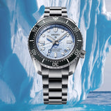 Seiko Prospex Limited Edition Automatic GMT Glacier Blue Dial Silver Steel Strap Watch For Men - SPB385J1