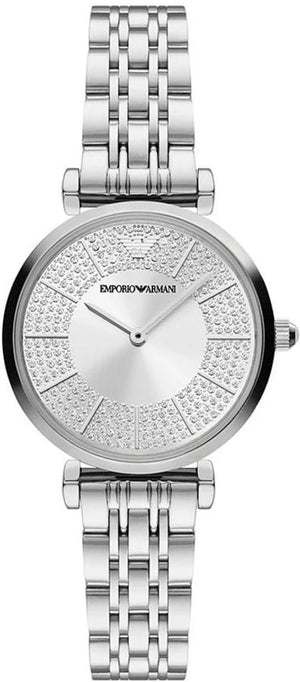 Emporio Armani Gianni T-Bar Quartz Silver Dial Silver Steel Strap Watch For Women - AR11445