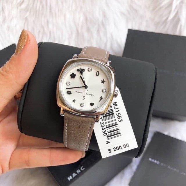Marc Jacobs Mandy Silver Dial Brown Leather Strap Watch for Women - MJ1563