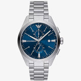 Emporio Armani Claudio Chronograph Blue Dial Silver Steel Strap Watch For Men - AR11541