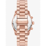 Michael Kors Lexington Chronograph Red Dial Rose Gold Steel Strap Watch For Women - MK7275