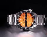 Seiko 5 Sports Double Hurricane Retro Orange Dial Silver Steel Strap Watch For Men - SRPK11K1