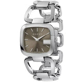 Gucci G Brown Square Brown Dial Silver Steel Strap Watch For Women - YA125402