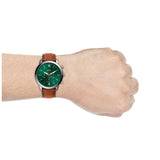 Fossil Neutra Chronograph Green Dial Brown Leather Strap Watch for Men - FS5735