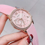 Guess Solar Rose Gold Dial Pink Rubber Strap Watch For Women - W1135L2