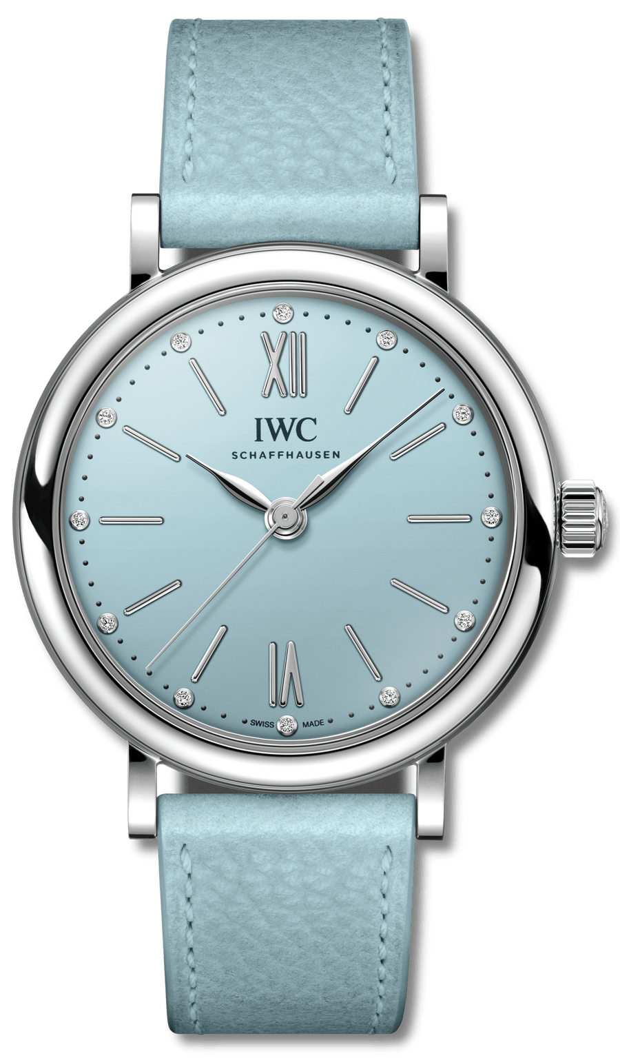 IWC Portofino Automatic Blue Dial Blue Leather Strap Watch for Women - IW357416