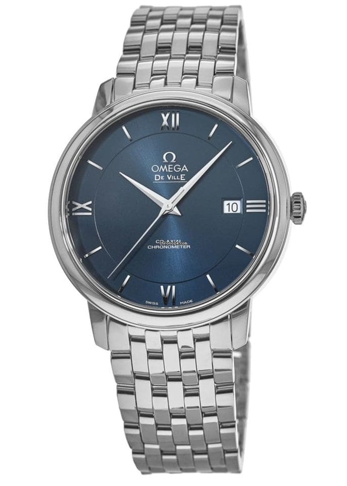 Omega De Ville Prestige Co-Axial Orbis Blue Dial Silver Steel Strap Watch for Men - 424.10.40.20.03.001