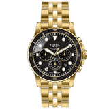 Fossil FB-01 Chronograph Black Dial Gold Steel Strap Watch for Men - FS5836