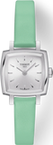 Tissot T Lady Lovely Square Silver Dial Light Green Leather Strap Watch for Women - T058.109.16.031.01