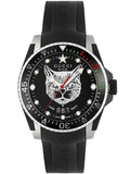 Gucci Dive Feline Black Dial Black Rubber Strap Watch For Men - YA136320