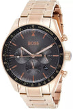 Hugo Boss Trophy Grey Dial Rose Gold Steel Strap Watch for Men - 1513632