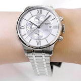 Tissot Chemin des Tourelles Automatic Chronograph White Dial Silver Steel Strap Watch for Men - T099.427.11.038.00