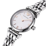 Emporio Armani Gianni T Bar Quartz Silver Dial Silver Steel Strap Watch For Women - AR1935