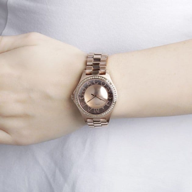 Marc Jacobs Henry Transparent Rose Gold Dial Rose Gold Steel Strap Watch for Women - MBM3339