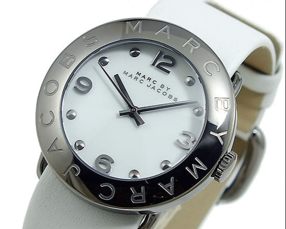 Marc Jacobs Blade White Dial White Leather Strap Watch for Women - MBM1223