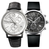 Calvin Klein Post Minimal White Dial Black Leather Strap Watch for Men - K7627120