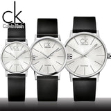 Calvin Klein Post Minimal Silver Dial Black Leather Strap Watch for Men - K7621192