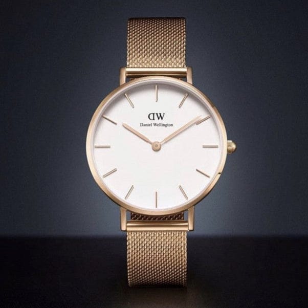 Daniel Wellington Petite Melrose White Dial Rose Gold Mesh Strap Watch For Women - DW00100305