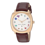 Marc Jacobs Mandy White Dial Brown Leather Strap Watch for Women - MJ1598