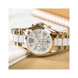 Michael Kors Bradshaw Chronograph White Dial Two Tone Steel Strap Watch For Women - MK5743