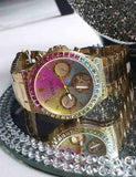 Guess Sugarrush Quartz Multicolor Dial Gold Steel Strap Watch For Women - GW0258L1