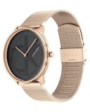 Calvin Klein Minimal Black Dial Rose Gold Mesh Bracelet Watch for Men - K3M22621