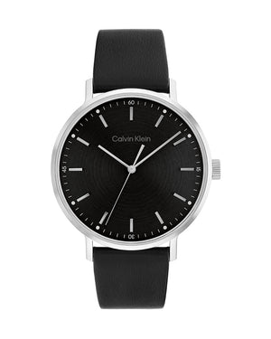 Calvin Klein High Noon Quartz Black Dial Black Leather Strap Watch for Men - K8M211C1