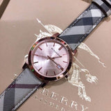 Burberry The City Rose Gold Dial Brown Leather Strap Watch for Women - BU9040