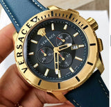 Versace Casual Chronograph Blue Dial Blue Leather Strap Watch for Men - VERG004-18