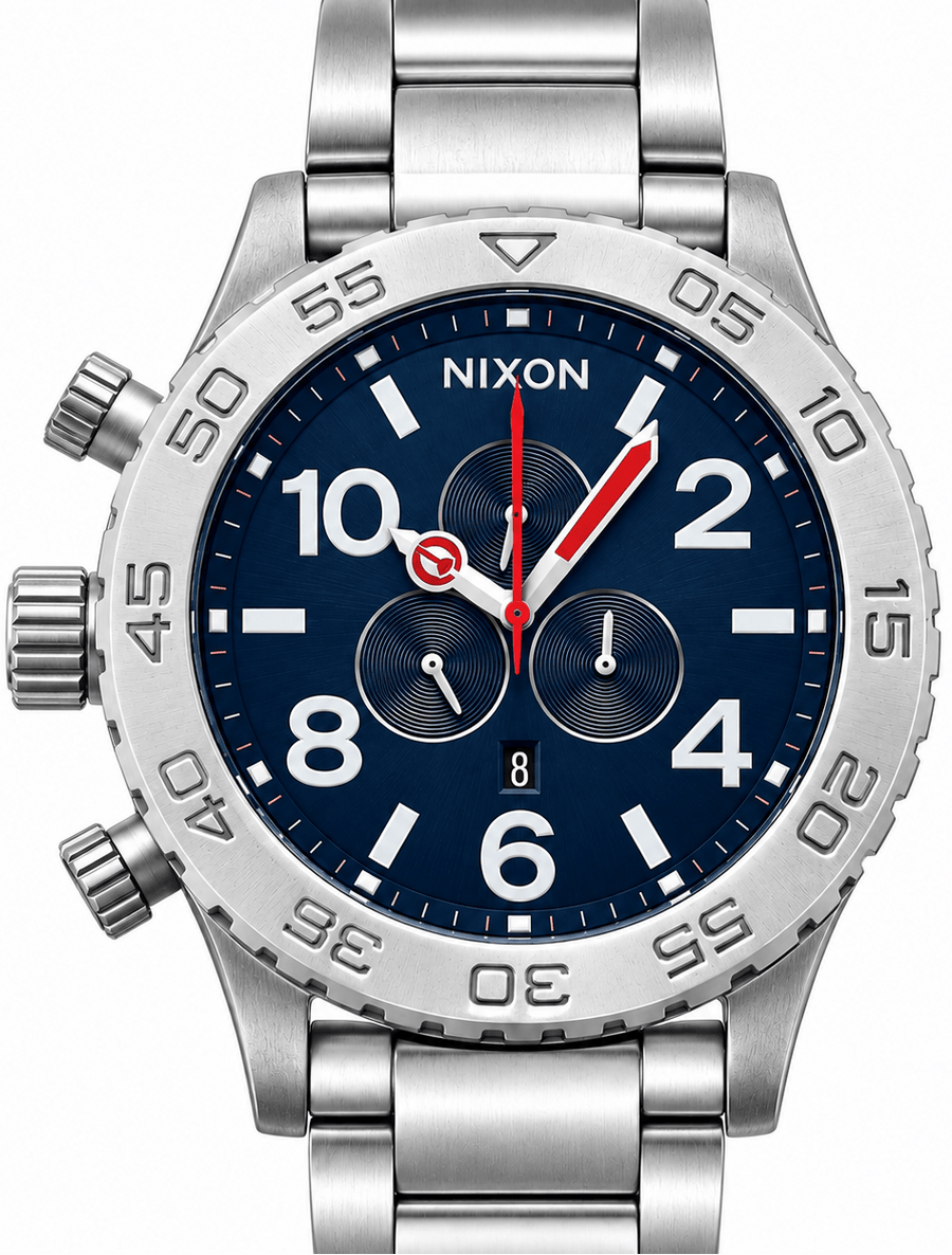 Nixon 51-30 Chrono Blue Dial Silver Steel Strap Watch for Men - A083-307