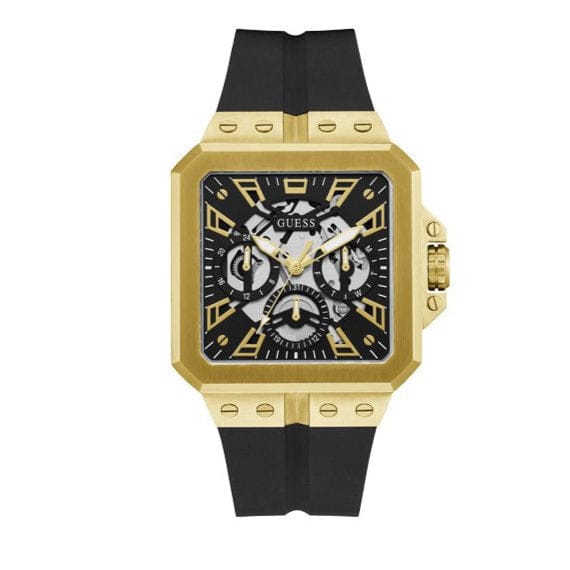 Guess Leo Multifunction Black Dial Black Silicone Strap Watch For Men - GW0637G2