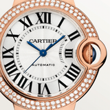 Cartier Ballon Blue De Cartier Diamonds Silver Dial Purple Leather Strap Watch for Women - WJBB0051