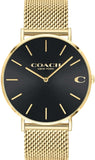 Coach Charles Black Dial Gold Mesh Bracelet Watch for Men - 14602440