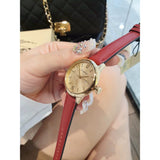 Burberry The Classic Gold Dial Red Leather Strap Watch for Women - BU10102