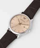 Emporio Armani Luigi Analog Bronze Dial Brown Leather Strap Watch For Men - AR11096