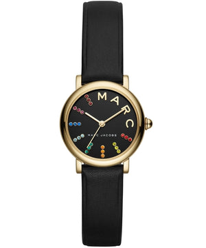 Marc Jacobs Roxy Black Dial Black Leather Strap Watch for Women - MJ1592