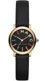 Marc Jacobs Roxy Black Dial Black Leather Strap Watch for Women - MJ1592