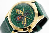 Gucci G Timeless Bee Green Dial Green Leather Strap Watch For Women - YA1264065