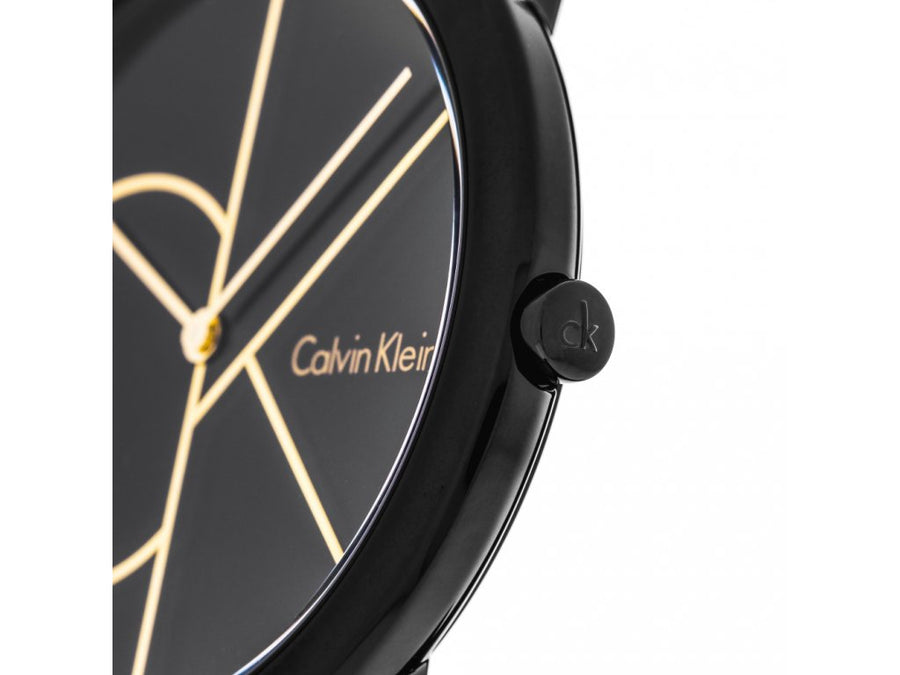 Calvin Klein Minimal Black Dial Black Mesh Bracelet Watch for Men - K3M214X1