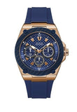 Guess Legacy Blue Dial Blue Silicone Strap Watch For Men - W1049G2