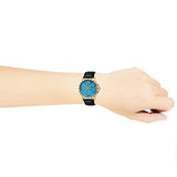 Gucci G Timeless Turquoise Blue Dial Black Leather Strap Watch For Men - YA126462