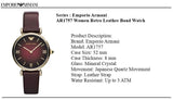 Emporio Armani Gianni T Bar Burgundy Dial Burgundy Leather Strap Watch For Women - AR1757