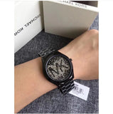 Michael Kors Slim Runway Black Dial Black Steel Strap Watch for Women - MK3589