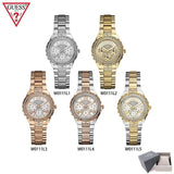 Guess Viva Diamonds Silver Dial Two Tone Steel Strap Watch for Women - W0111L5