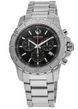 Movado Series 800 Chronograph Black Dial Silver Steel Strap Watch For Men - 2600110