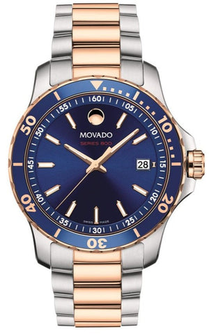 Movado Series 800 Blue Dial Two Tone Steel Strap Watch for Men - 2600149